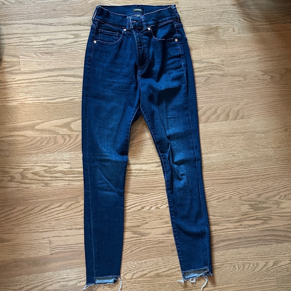 Express High Rise Skinny Jeans - 2R Dark Wash
